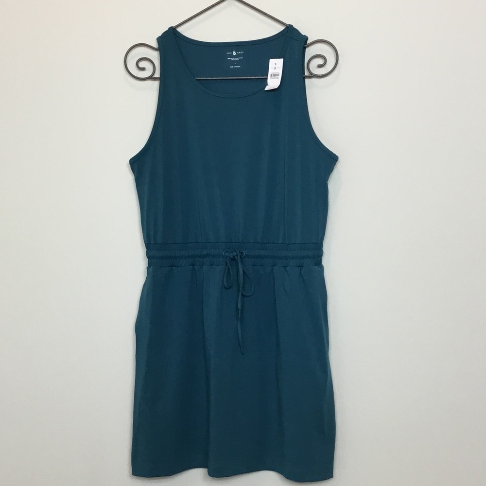 NWT Lou & Grey Sleeveless Teal Drawstring Midi Dress size large